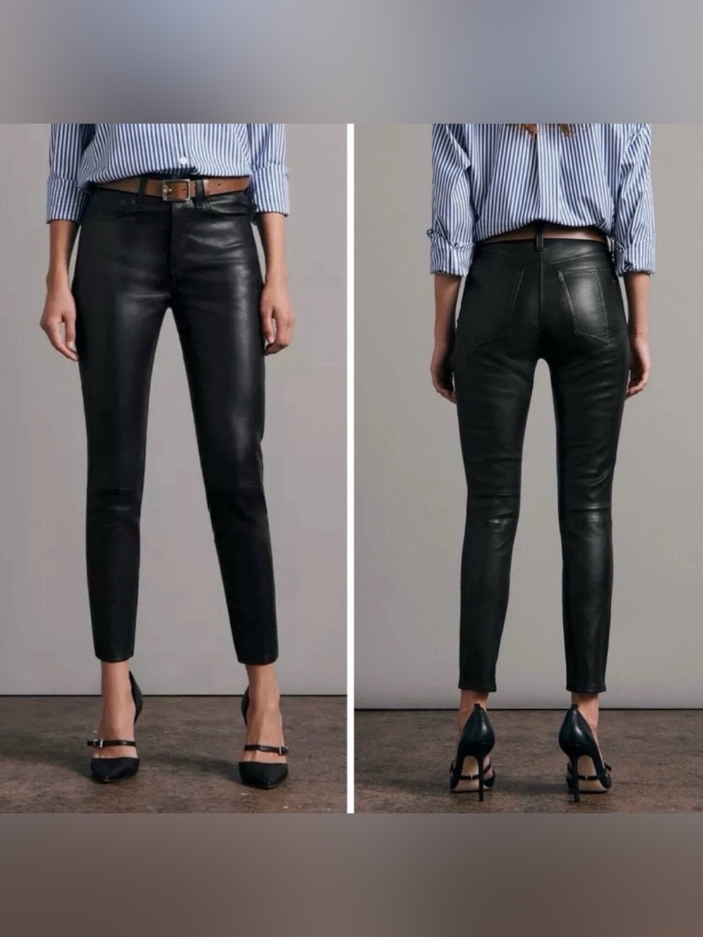 Rag & Bone Black Skinny Leather Ankle Pants 100% Lamb Leather Women’s Size 30